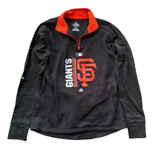 San Francisco Giants Majestic MLB Track Jacket Black Orange Zip Size Small - Picture 6 of 6
